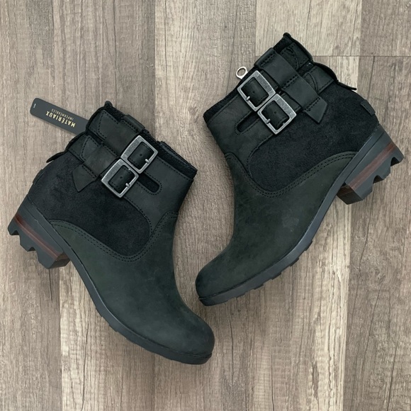 New Sorel Lolla Suede Leather Black Booties - Picture 2 of 13